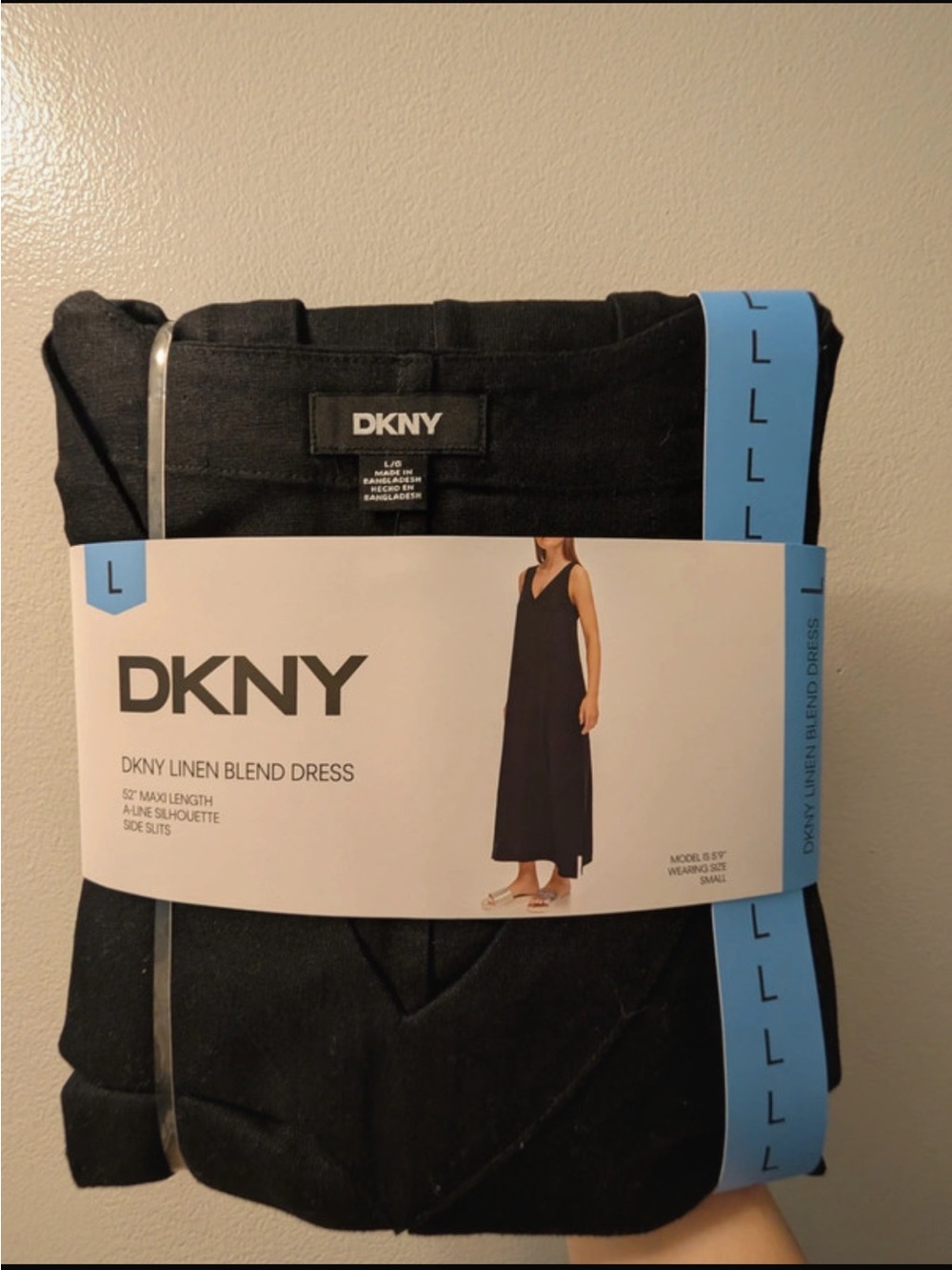 DKNY Black Linen-Blend Maxi Dress